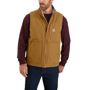 Carhartt Men's Vest Size 2XL Mock-Neck Sherpa-Lined Vest Canvas Full Zip 104227